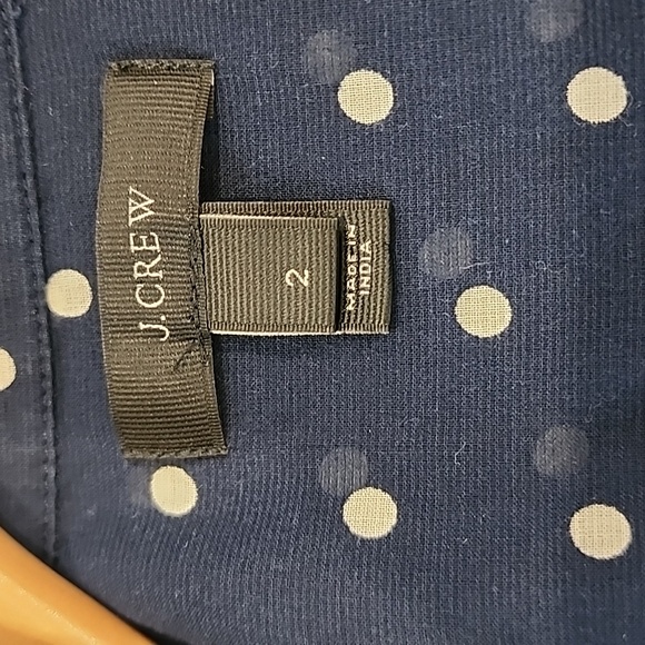 J. CREW Navy White Polka Dot Lightweight Cotton Silk Blend The Perfect Shirt - Picture 4 of 4